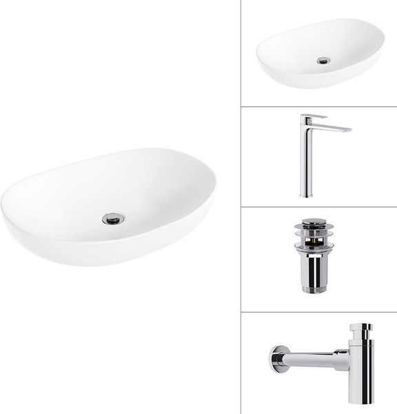 Умывальник со смесителем Lauter 21502 + Reef 21CK8678C + сифон 21635CH + дон.клапан 21190CH - фото