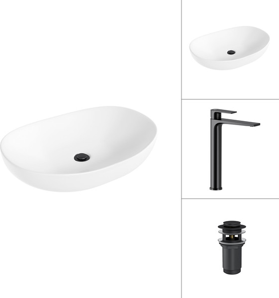 Умывальник со смесителем Lauter 21502 + Reef 21CK8678BS с донным клапаном 21190B - фото