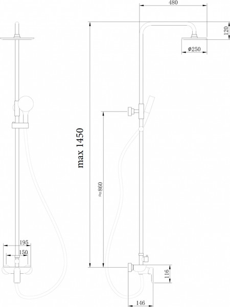 Душевая система со смесителем Abber AF8020L