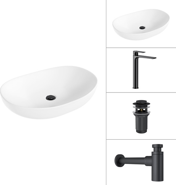 Умывальник со смесителем Lauter 21502 + Reef 21CK8678BS + сифон 21635B + дон.клапан 21190B - фото