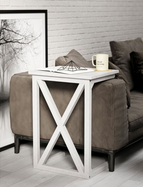 Приставной столик Antonoff Style ст2ст2б (белый/ясень)