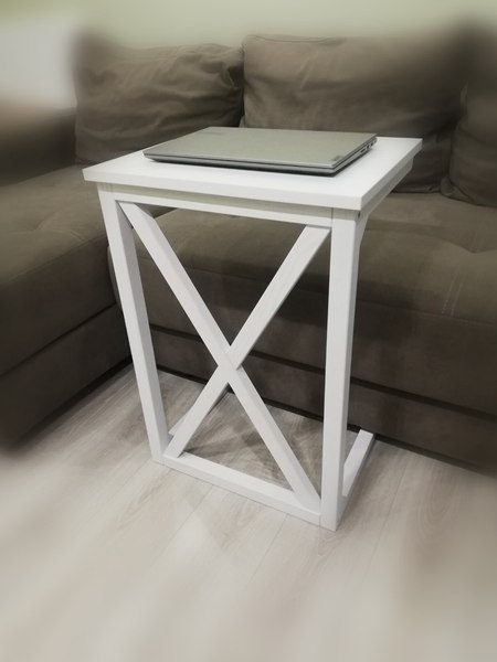 Приставной столик Antonoff Style ст2ст2б (белый/ясень)