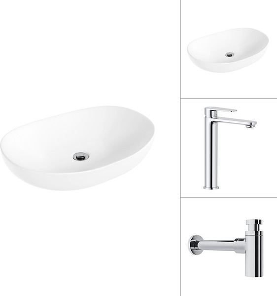 Умывальник со смесителем Lauter 21502 + Moon 21СK81691C с сифоном 21635CH - фото