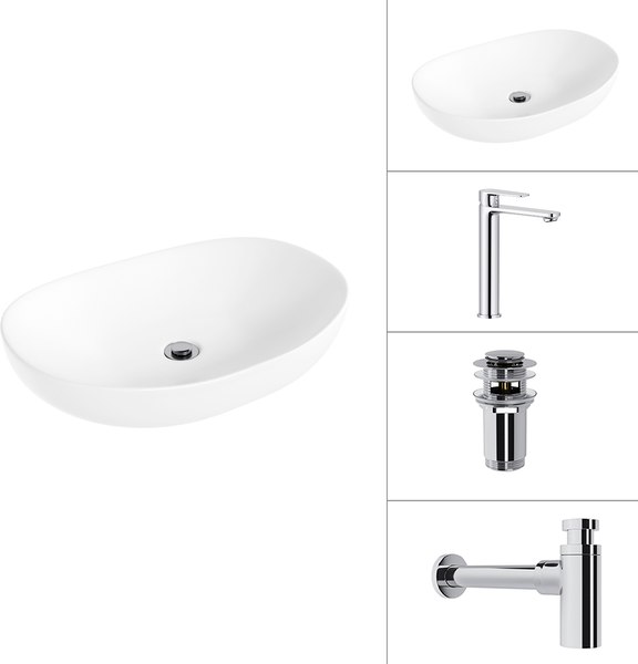 Умывальник со смесителем Lauter 21502 + Moon 21СK81691C + сифон 21635CH + дон.клапан 21190CH - фото