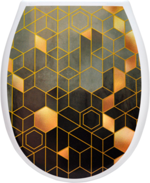Сиденье для унитаза Еврокомфорт Океан Lux Абстракция соты зеленые 003773 - фото