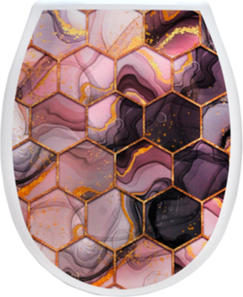 Сиденье для унитаза Еврокомфорт Океан Lux Абстракция соты розовые с детской накладкой 003739 - фото