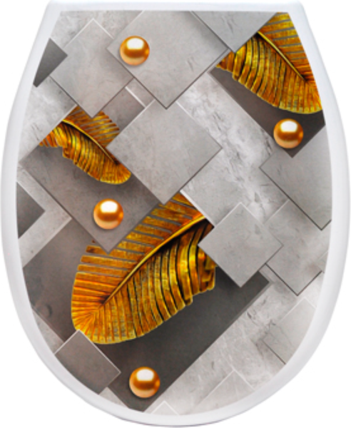 Сиденье для унитаза Еврокомфорт Океан Lux Золотое перо с детской накладкой 003742 - фото