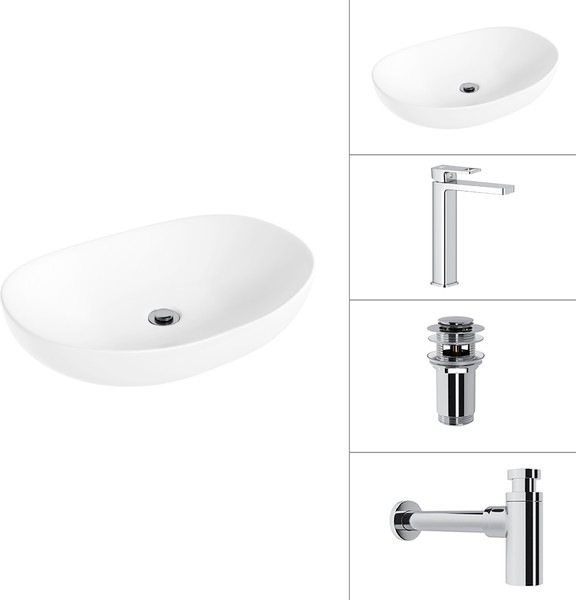 Умывальник со смесителем Lauter 21502 + Cascade 21СК0655C + сифон 21635CH + дон.клапан 21190CH - фото