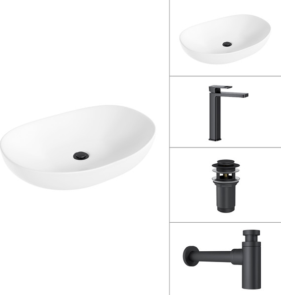 Умывальник со смесителем Lauter 21502+Cascade 21СК0655BS+сифон 21635B+с дон.клапаном 21190B - фото