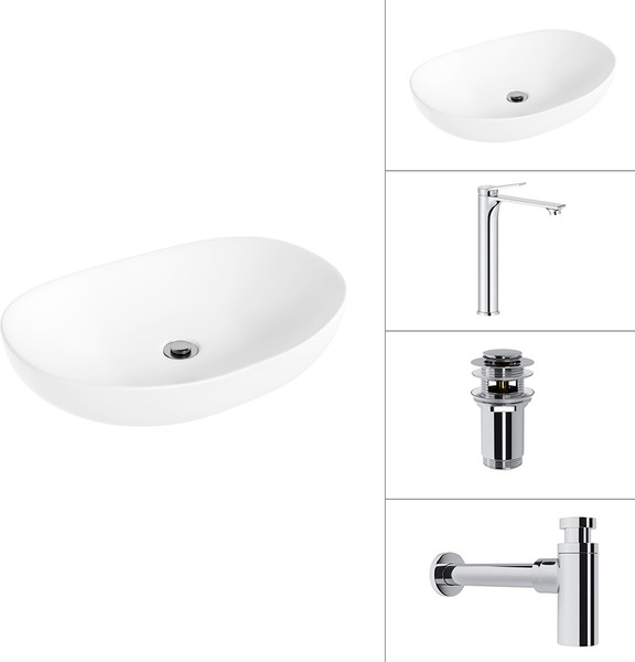 Умывальник со смесителем Lauter 21502 + Rio 21AM12672 + сифон 21635CH + дон.клапан 21190CH - фото