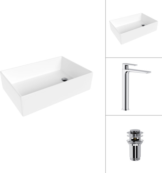 Умывальник со смесителем Lauter 21518-1 + Reef 21CK8678C с донным клапаном 21190CH - фото