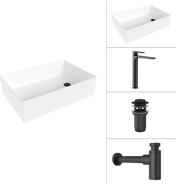 Умывальник со смесителем Lauter 21518-1 + Reef 21CK8678BS + сифон 21635B + дон.клапан 21190B - фото