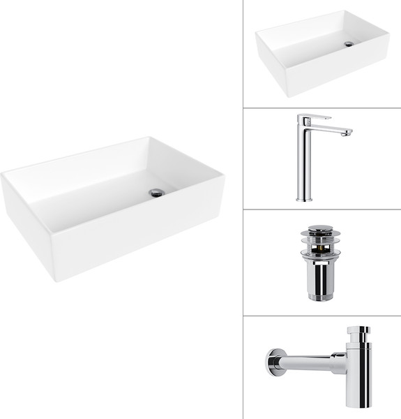 Умывальник со смесителем Lauter 21518-1 + Moon 21СK81691C + сифон 21635CH + дон.клапан 9229851 - фото