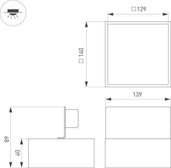 Точечный светильник Arlight DL-GRIGLIATO-S140x140-18W Day4000 GR 100deg / 047682