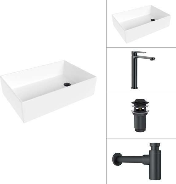 Умывальник со смесителем Lauter 21518-1 + Moon 21СК8691BS + сифон 21635B + дон.клапан 21190B - фото