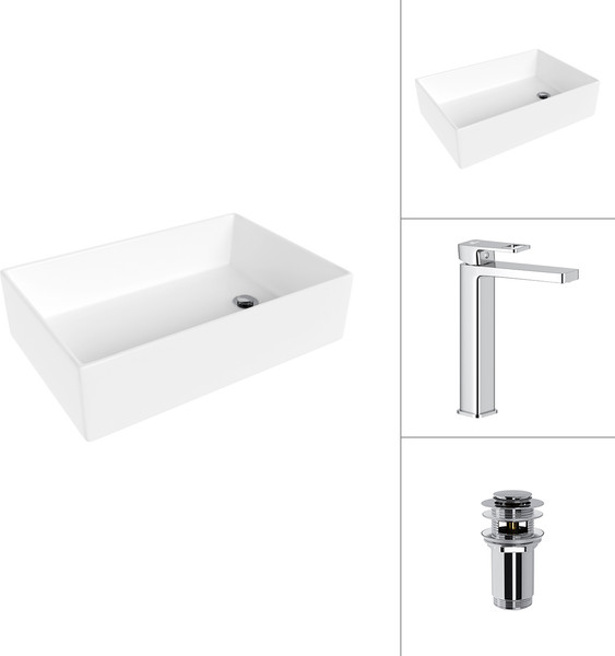 Умывальник со смесителем Lauter 21518-1 + Cascade 21СК0655C с донным клапаном 21190CH - фото