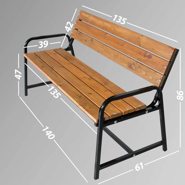 Скамья садовая Удачная мебель Флора со спинкой / E03.K.102