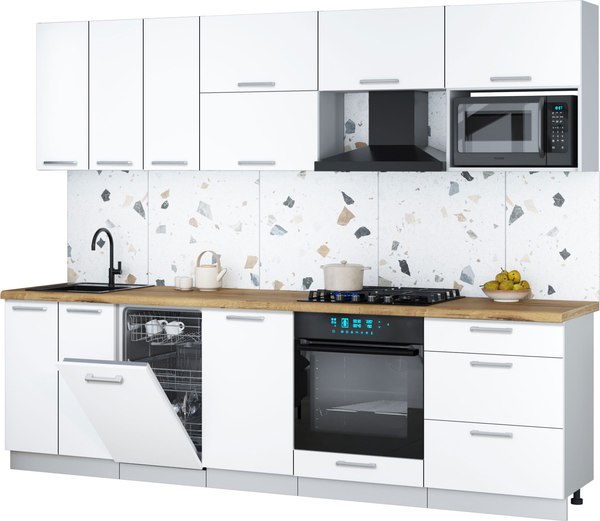 Кухонный гарнитур Интерлиния Мила Gloss 2.7-ПМ4 - фото