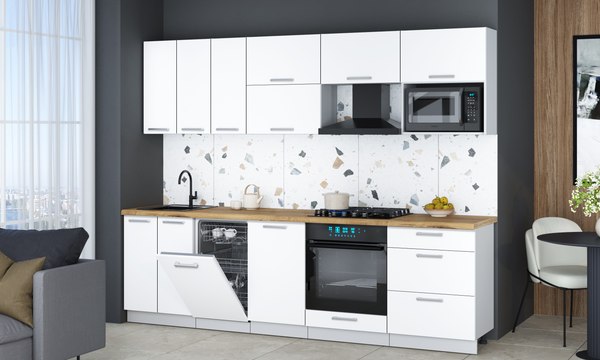 Кухонный гарнитур Интерлиния Мила Gloss 2.7-ПМ4