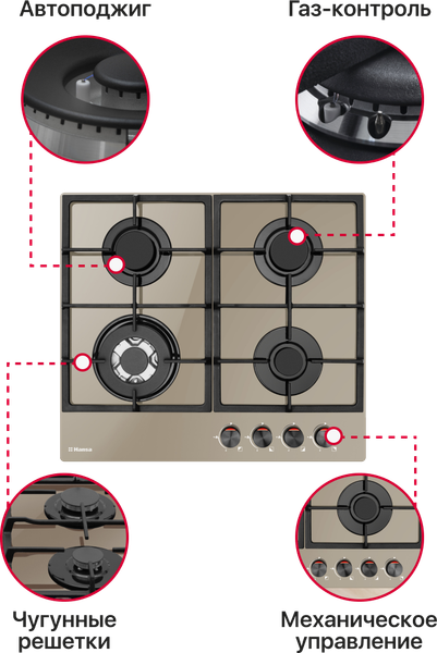 Газовая варочная панель Hansa BHKY61139