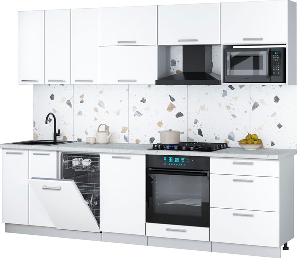 Кухонный гарнитур Интерлиния Мила Gloss 2.7-ПМ4 - фото