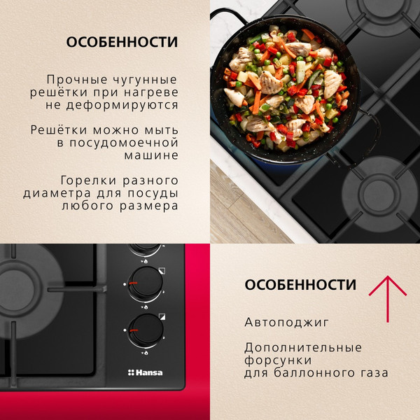 Газовая варочная панель Hansa BHKS661830