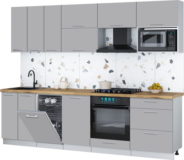 Кухонный гарнитур Интерлиния Мила Gloss 2.7-ПМ4 - фото