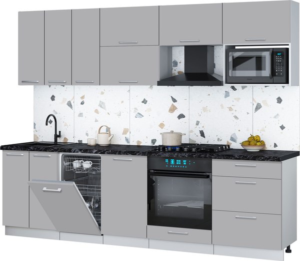 Кухонный гарнитур Интерлиния Мила Gloss 2.7-ПМ4 - фото
