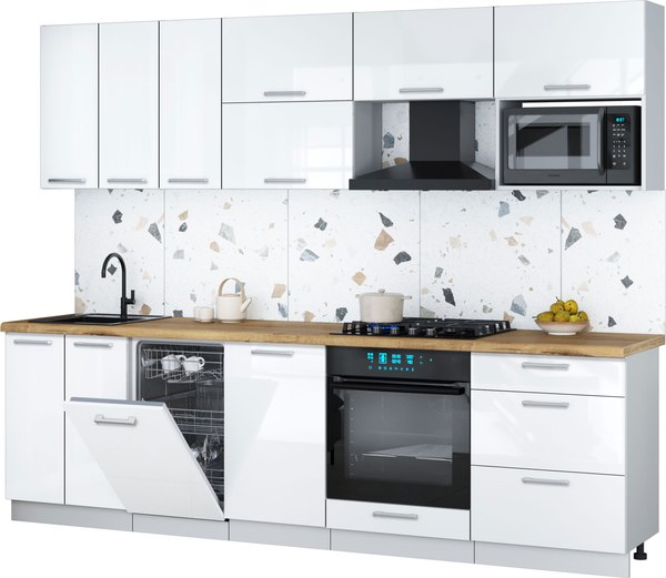 Кухонный гарнитур Интерлиния Мила Gloss 2.7-ПМ4 - фото