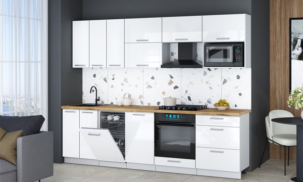 Кухонный гарнитур Интерлиния Мила Gloss 2.7-ПМ4