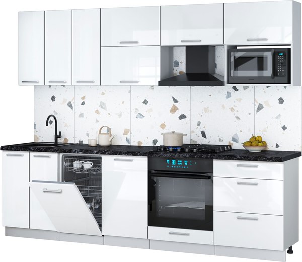 Кухонный гарнитур Интерлиния Мила Gloss 2.7-ПМ4 - фото