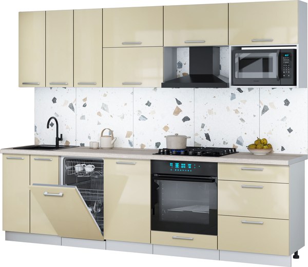 Кухонный гарнитур Интерлиния Мила Gloss 2.7-ПМ4 - фото