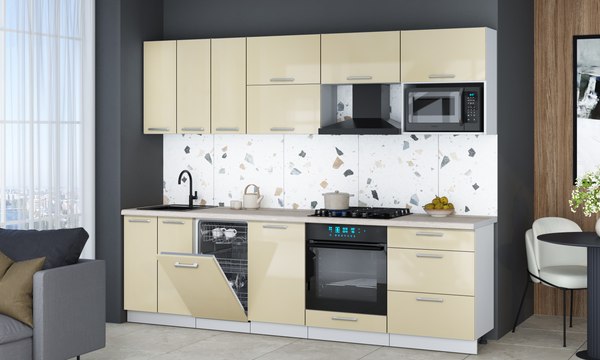 Кухонный гарнитур Интерлиния Мила Gloss 2.7-ПМ4