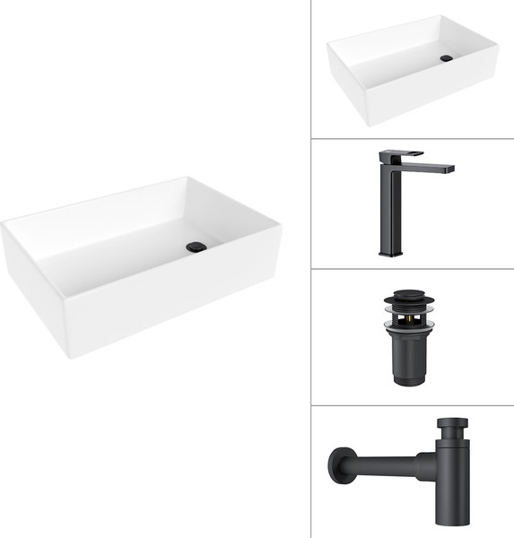 Умывальник со смесителем Lauter 21518-1 + Cascade 21СК0655BS + сифон 21635B + дон.клапан 21190B - фото