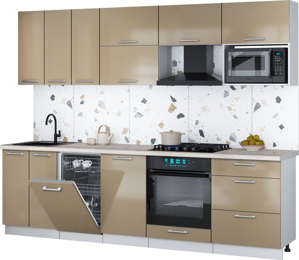 Кухонный гарнитур Интерлиния Мила Gloss 2.7-ПМ4 - фото