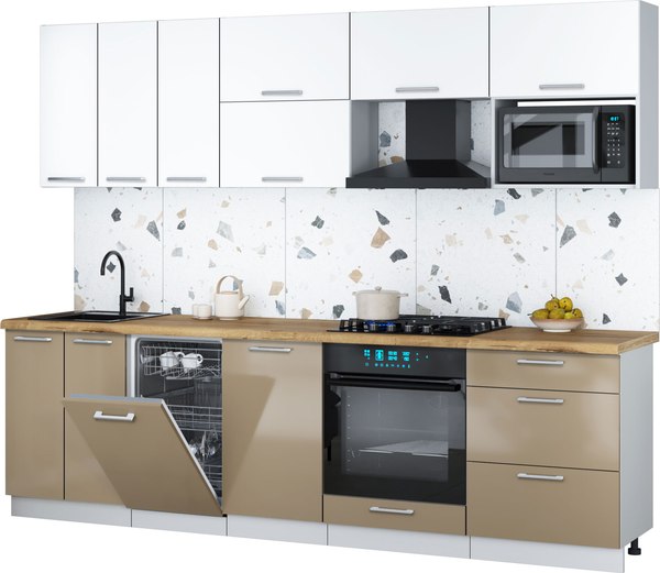 Кухонный гарнитур Интерлиния Мила Gloss 2.7-ПМ4 - фото