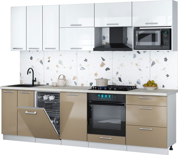 Кухонный гарнитур Интерлиния Мила Gloss 2.7-ПМ4 - фото