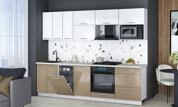 Кухонный гарнитур Интерлиния Мила Gloss 2.7-ПМ4