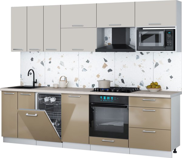 Кухонный гарнитур Интерлиния Мила Gloss 2.7-ПМ4 - фото