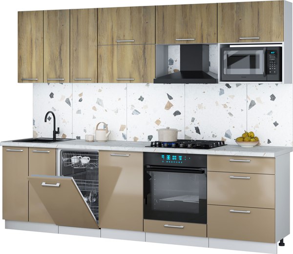 Кухонный гарнитур Интерлиния Мила Gloss 2.7-ПМ4 - фото