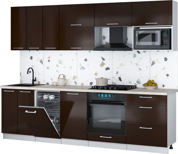 Кухонный гарнитур Интерлиния Мила Gloss 2.7-ПМ4 - фото