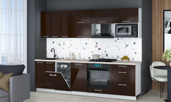 Кухонный гарнитур Интерлиния Мила Gloss 2.7-ПМ4