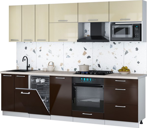 Кухонный гарнитур Интерлиния Мила Gloss 2.7-ПМ4 - фото