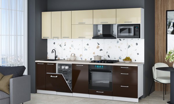 Кухонный гарнитур Интерлиния Мила Gloss 2.7-ПМ4