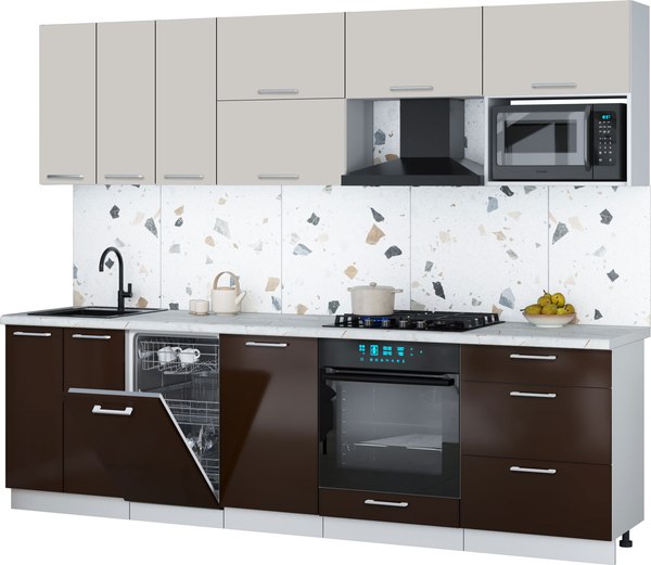 Кухонный гарнитур Интерлиния Мила Gloss 2.7-ПМ4 - фото