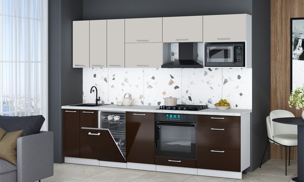 Кухонный гарнитур Интерлиния Мила Gloss 2.7-ПМ4