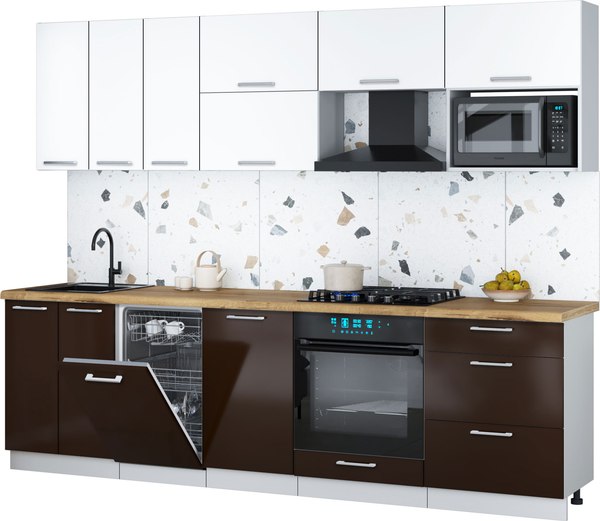 Кухонный гарнитур Интерлиния Мила Gloss 2.7-ПМ4 - фото