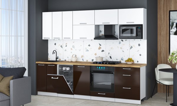 Кухонный гарнитур Интерлиния Мила Gloss 2.7-ПМ4