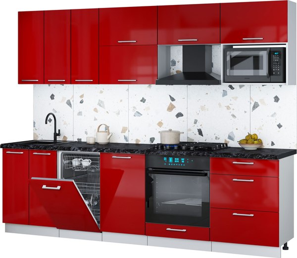 Кухонный гарнитур Интерлиния Мила Gloss 2.7-ПМ4 - фото