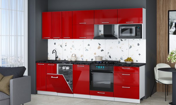 Кухонный гарнитур Интерлиния Мила Gloss 2.7-ПМ4